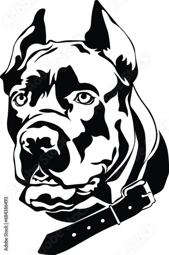 Cartoon Black and White Isolated Illustration Vector Of A Doberman Puppy Pet Dogs Face and Head