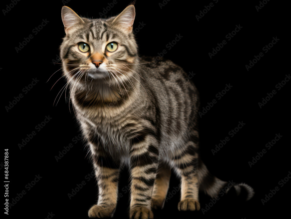 American Bobtail Cat Studio Shot Isolated on Clear Background, Generative AI American Bobtail Cat Studio Shot Isolated on Clear Background, Generative AI