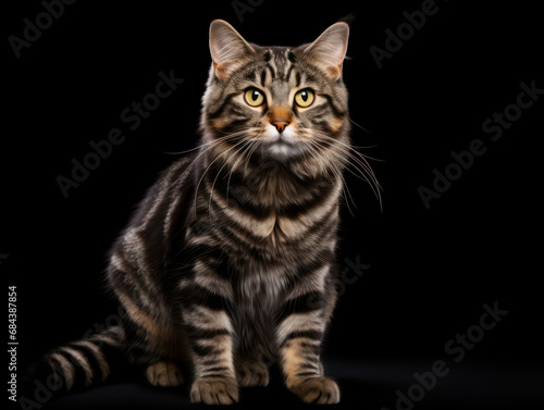 American Bobtail Cat Studio Shot Isolated on Clear Background, Generative AI