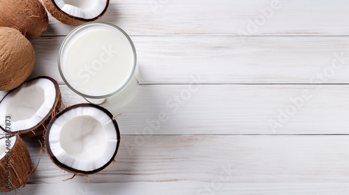 Le lait, liquide blanc et naturel, est une beauté de l'exploitation laitière. Présenté dans un verre isolé, ce produit frais et sain est un aliment essentiel. Utilisé dans le café ou les recettes, il  photo