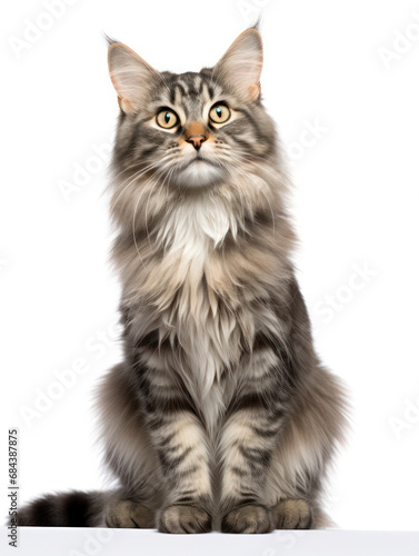 American Bobtail Cat Studio Shot Isolated on Clear Background, Generative AI