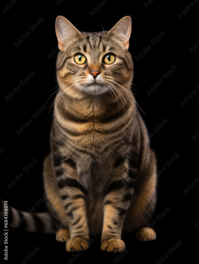 American Bobtail Cat Studio Shot Isolated on Clear Background, Generative AI