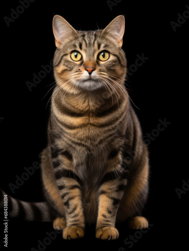 American Bobtail Cat Studio Shot Isolated on Clear Background, Generative AI