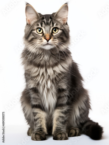 American Bobtail Cat Studio Shot Isolated on Clear Background, Generative AI