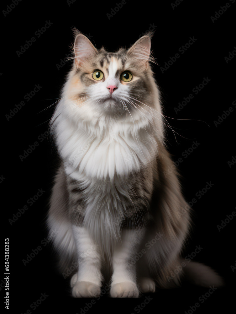 American Curl Cat Studio Shot Isolated on Clear Background, Generative AI