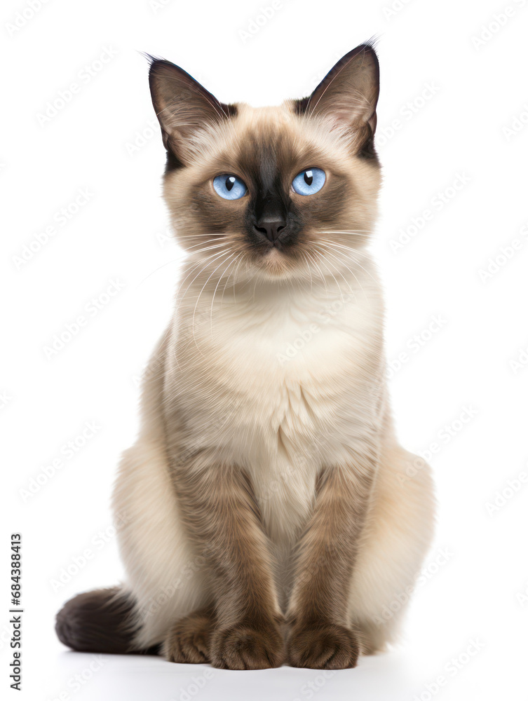 Balinese Cat Studio Shot Isolated on Clear Background, Generative AI Balinese Cat Studio Shot Isolated on Clear Background, Generative AI