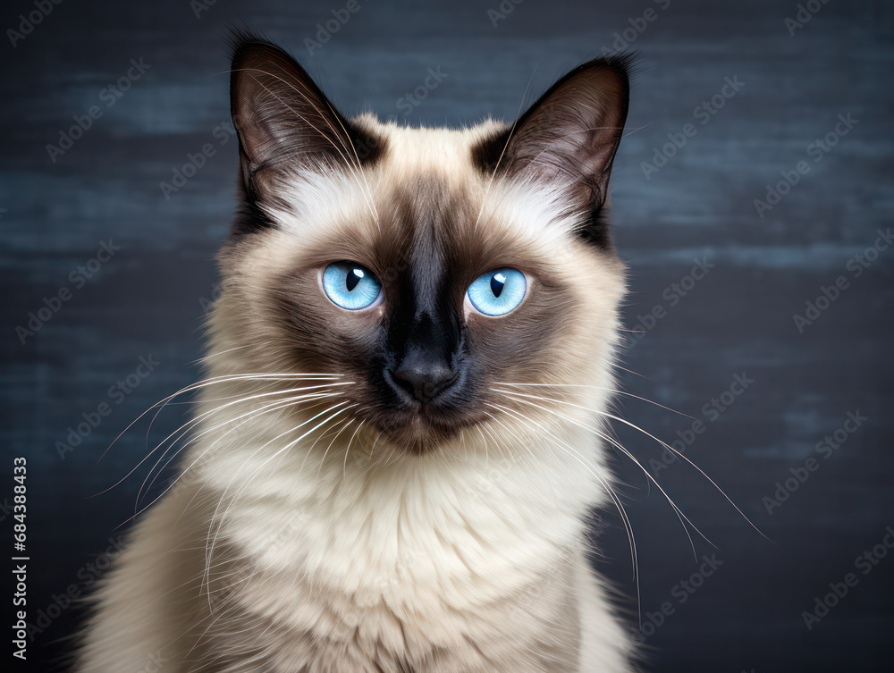 Balinese Cat Studio Shot Isolated on Clear Background, Generative AI