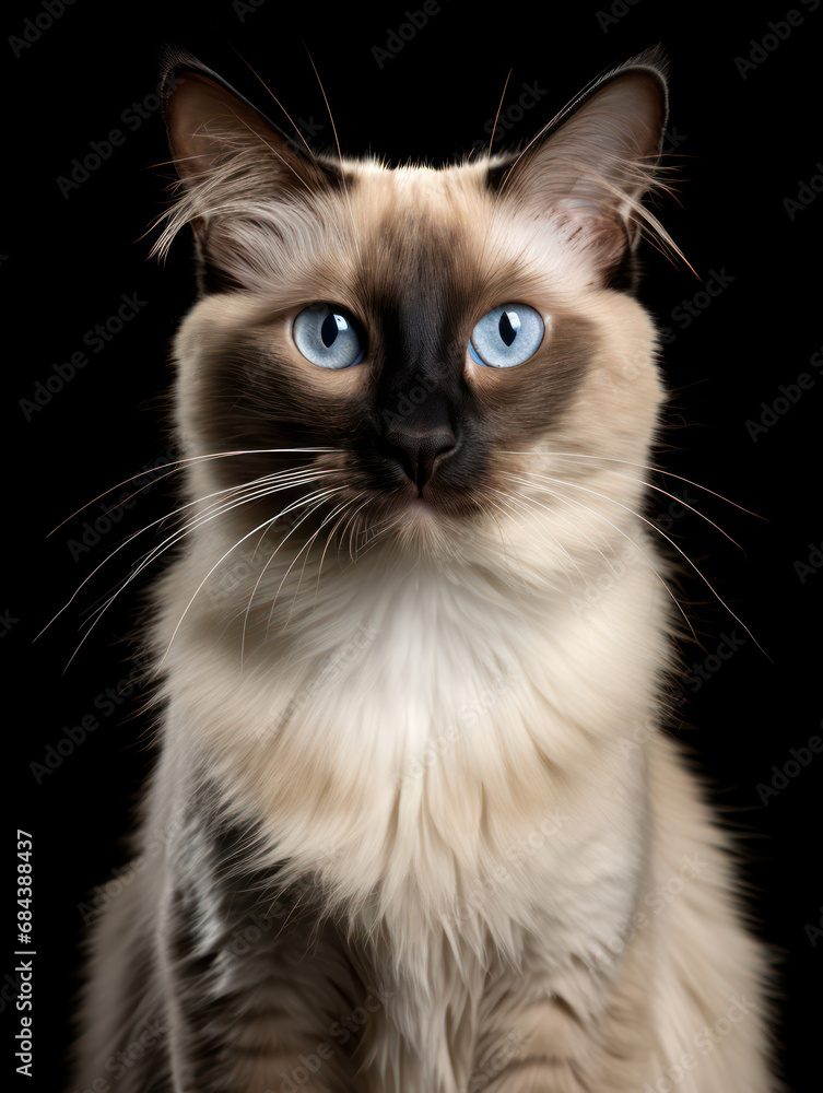 Balinese Cat Studio Shot Isolated on Clear Background, Generative AI Balinese Cat Studio Shot Isolated on Clear Background, Generative AI