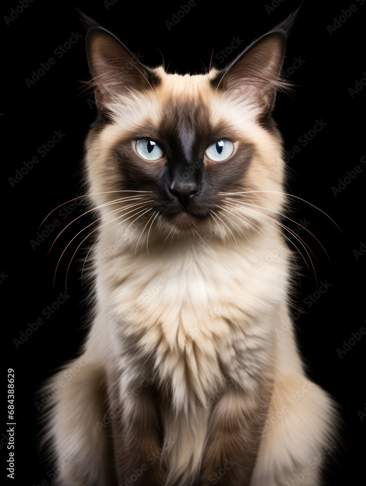 Balinese Cat Studio Shot Isolated on Clear Background, Generative AI Balinese Cat Studio Shot Isolated on Clear Background, Generative AI