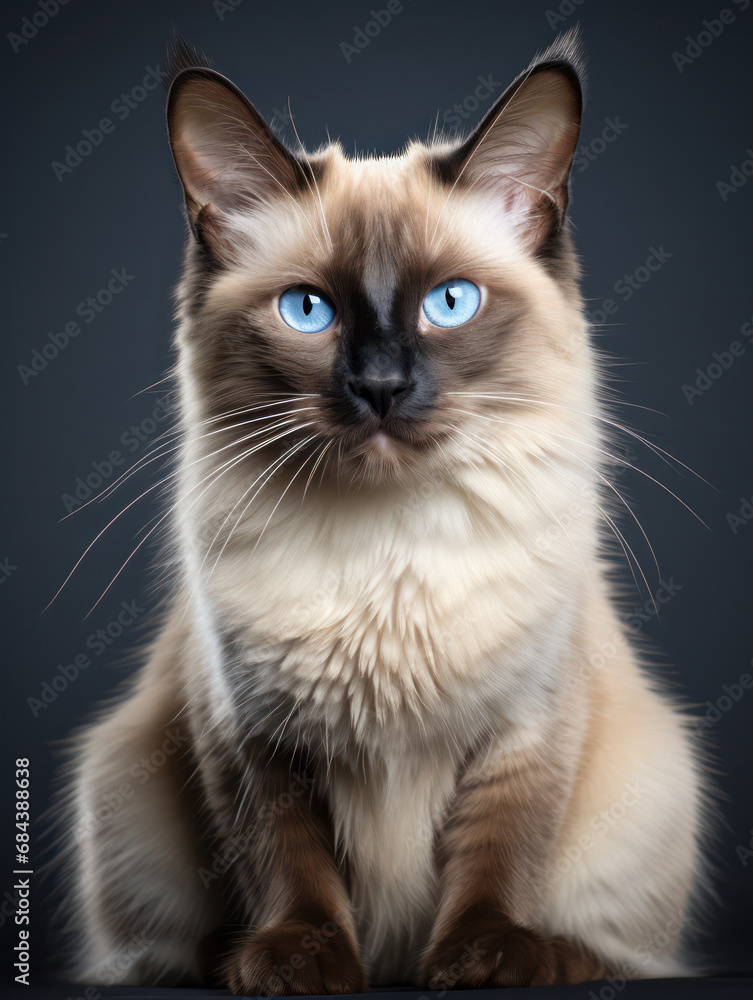 Balinese Cat Studio Shot Isolated on Clear Background, Generative AI Balinese Cat Studio Shot Isolated on Clear Background, Generative AI
