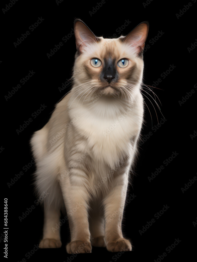 Balinese Cat Studio Shot Isolated on Clear Background, Generative AI Balinese Cat Studio Shot Isolated on Clear Background, Generative AI