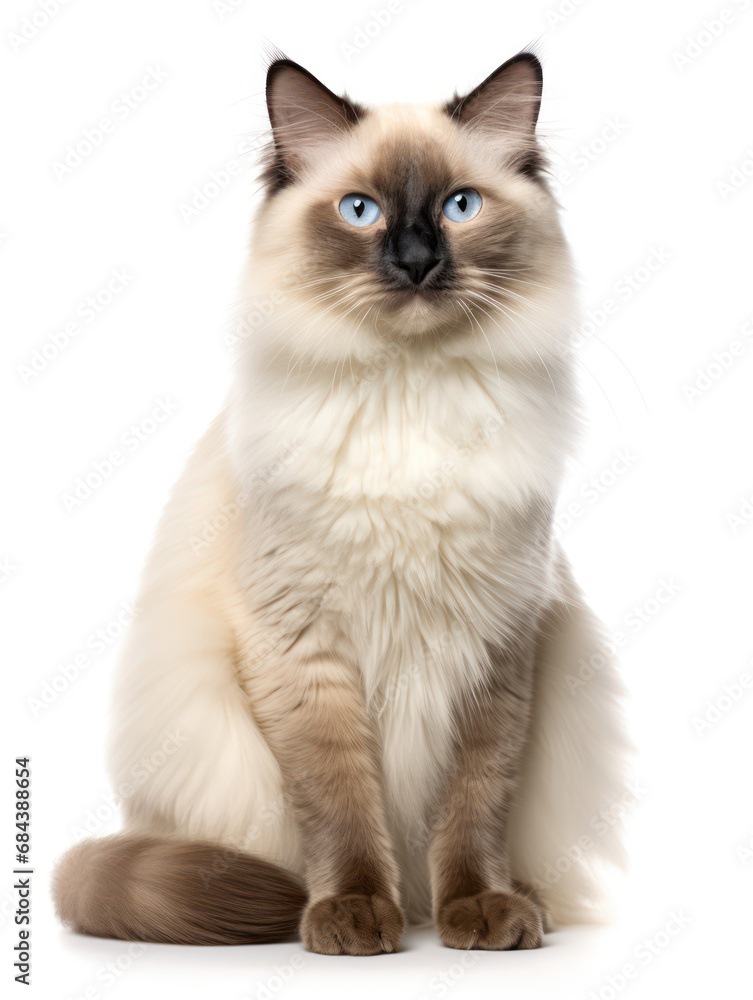 Balinese Cat Studio Shot Isolated on Clear Background, Generative AI