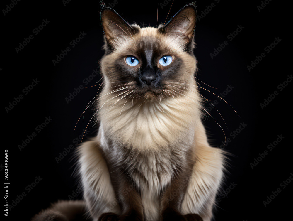 Balinese Cat Studio Shot Isolated on Clear Background, Generative AI Balinese Cat Studio Shot Isolated on Clear Background, Generative AI