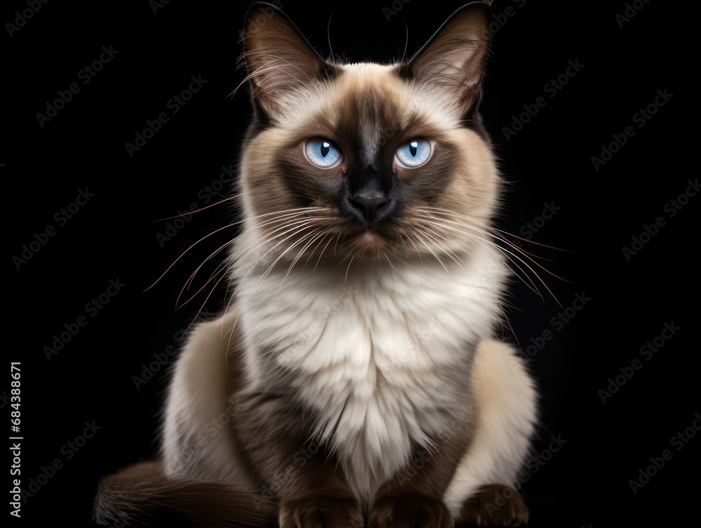 Balinese Cat Studio Shot Isolated on Clear Background, Generative AI Balinese Cat Studio Shot Isolated on Clear Background, Generative AI