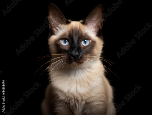 Balinese Cat Studio Shot Isolated on Clear Background, Generative AI