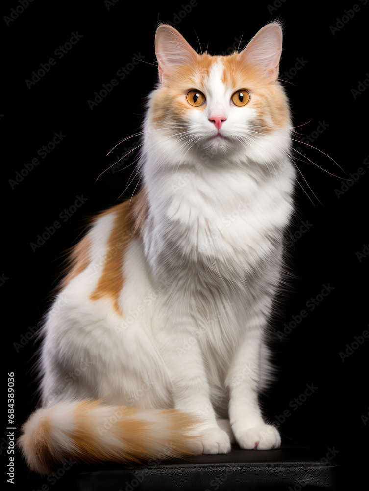 Turkish Van Cat Studio Shot Isolated on Clear Background, Generative AI Turkish Van Cat Studio Shot Isolated on Clear Background, Generative AI