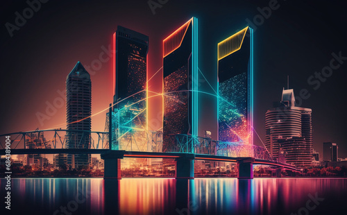 Futuristic Jacksonville, Florida, Cityscape Skyscraper, city skyline at night photo