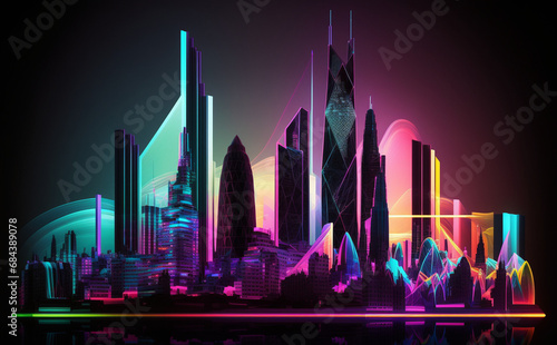 Futuristic London, Cityscape Skyscraper, illustration of a city