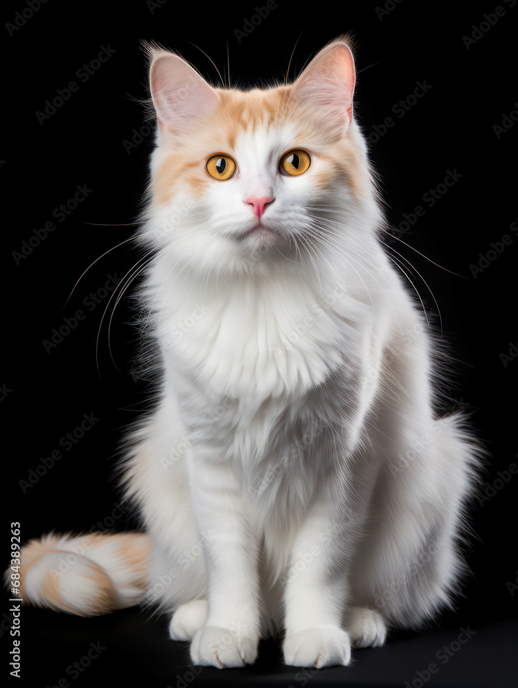 Turkish Van Cat Studio Shot Isolated on Clear Background, Generative AI