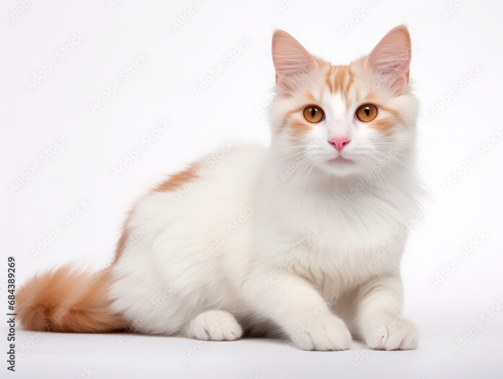 Turkish Van Cat Studio Shot Isolated on Clear Background, Generative AI