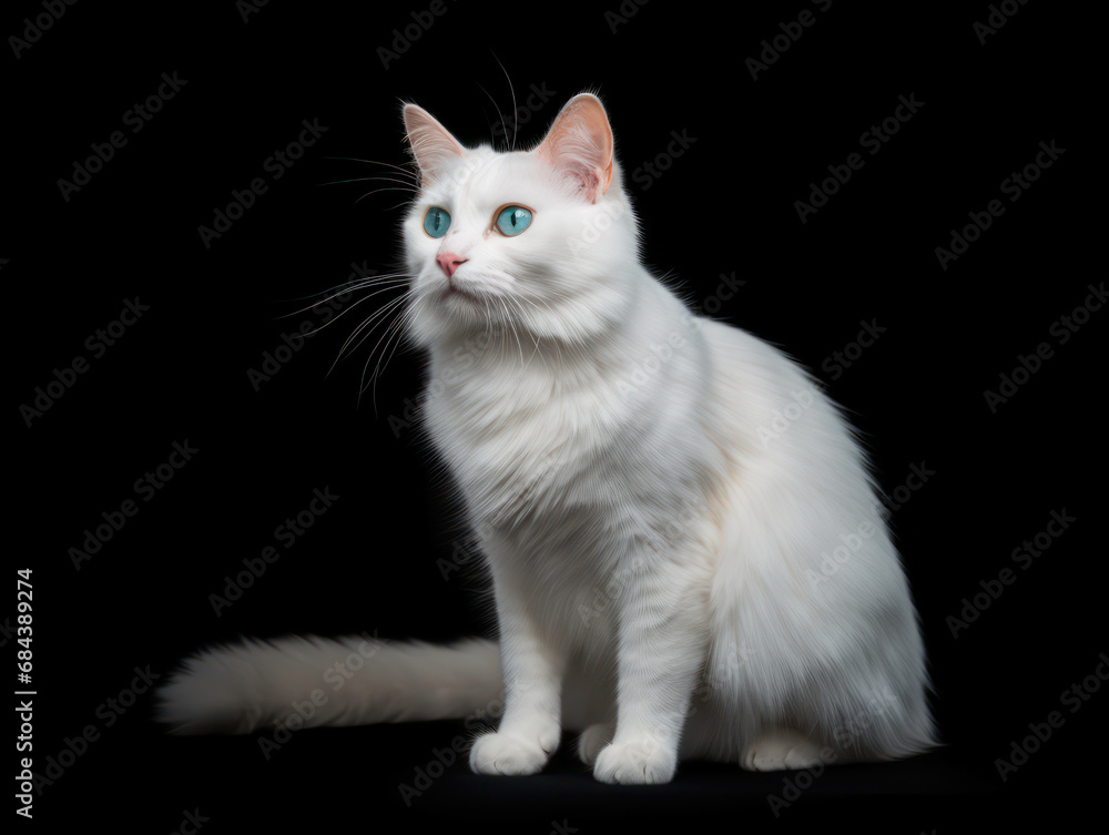 Fototapeta premium Turkish Van Cat Studio Shot Isolated on Clear Background, Generative AI