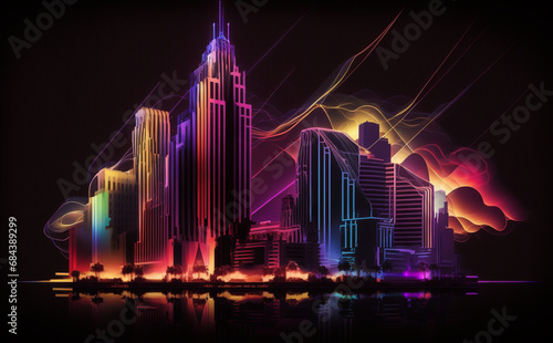 Futuristic Orlando, Florida, Cityscape Skyscraper, city skyline at night