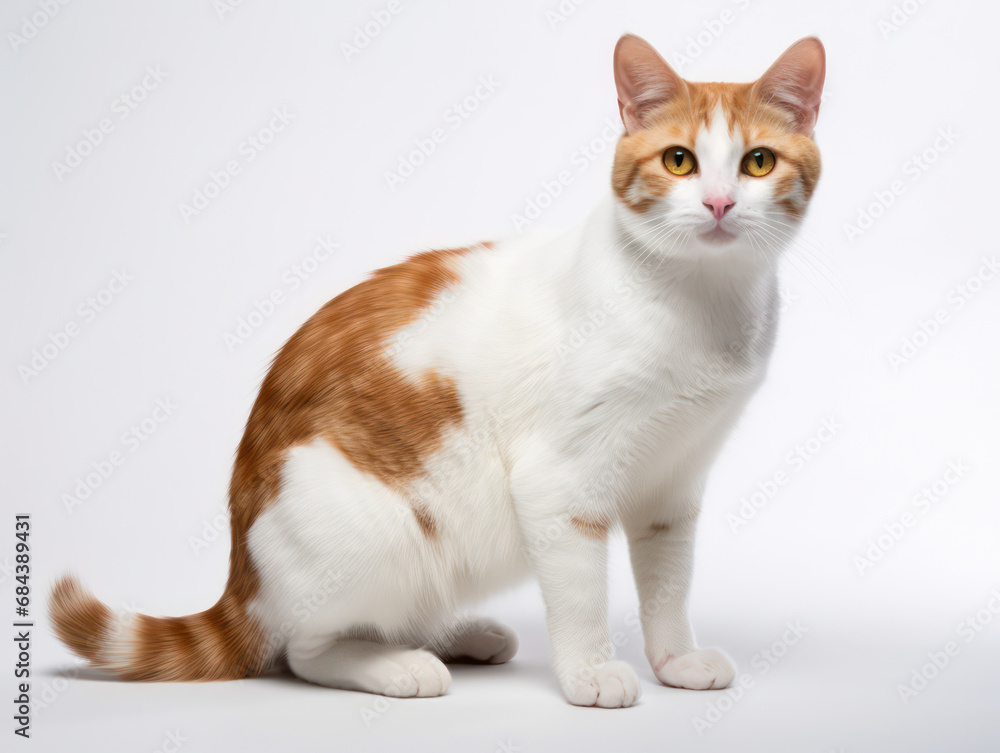 Japanese Bobtail Cat Studio Shot Isolated on Clear Background, Generative AI Japanese Bobtail Cat Studio Shot Isolated on Clear Background, Generative AI