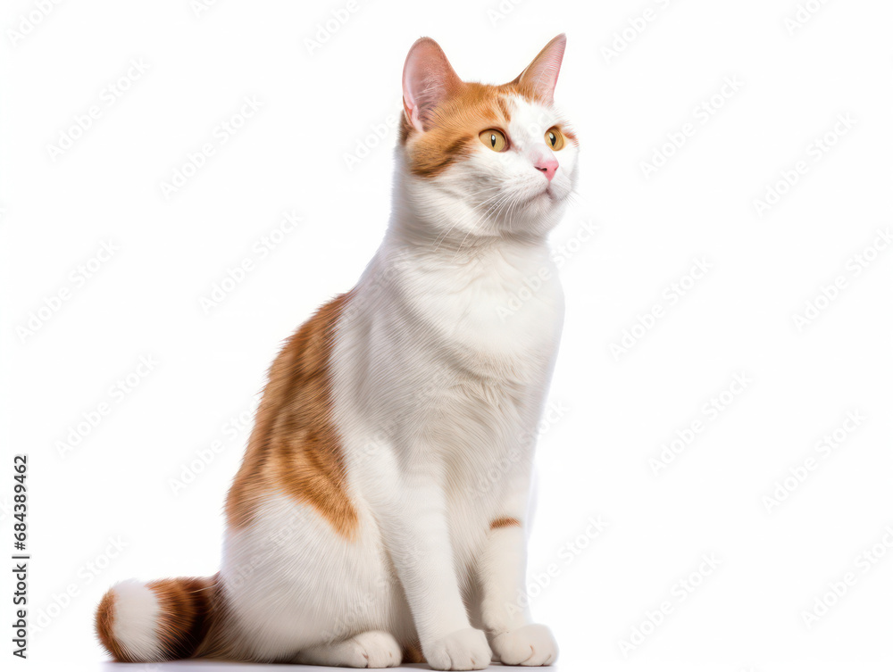 Japanese Bobtail Cat Studio Shot Isolated on Clear Background, Generative AI Japanese Bobtail Cat Studio Shot Isolated on Clear Background, Generative AI