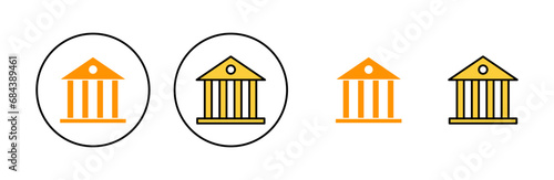 Bank icon set for web and mobile app. Bank sign and symbol, museum, university
