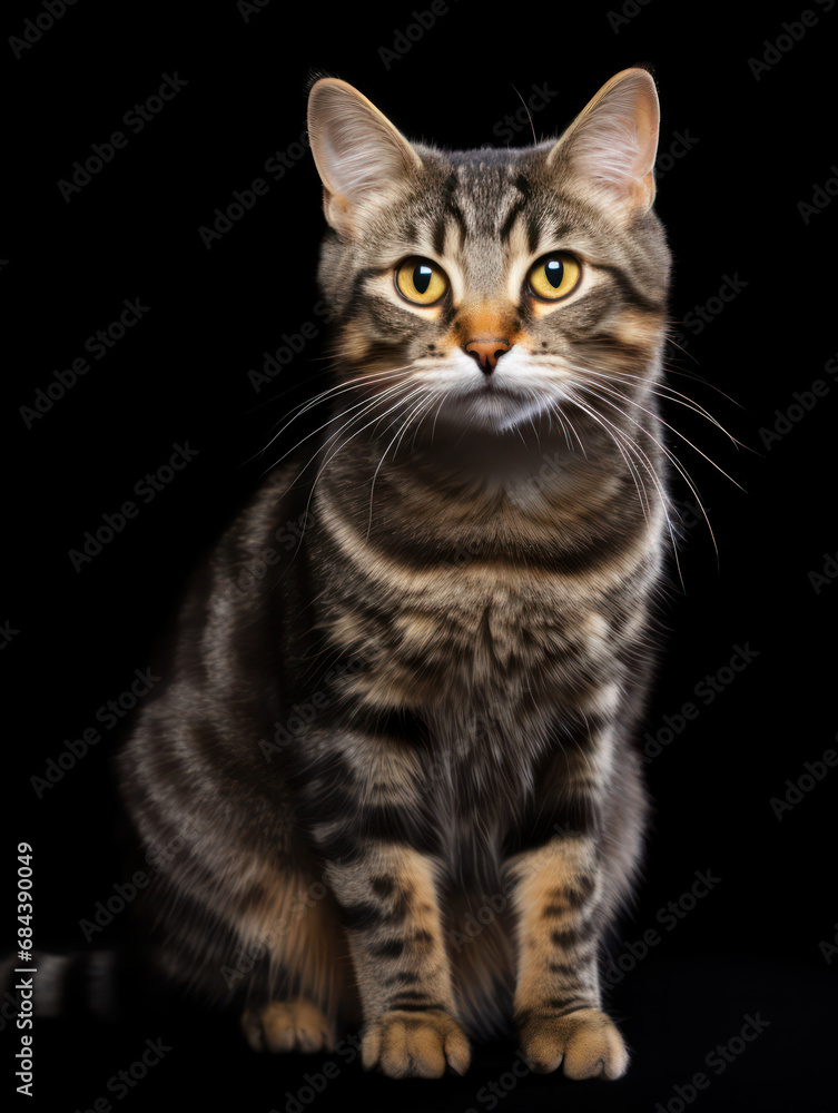 Manx Cat Studio Shot Isolated on Clear Background, Generative AI