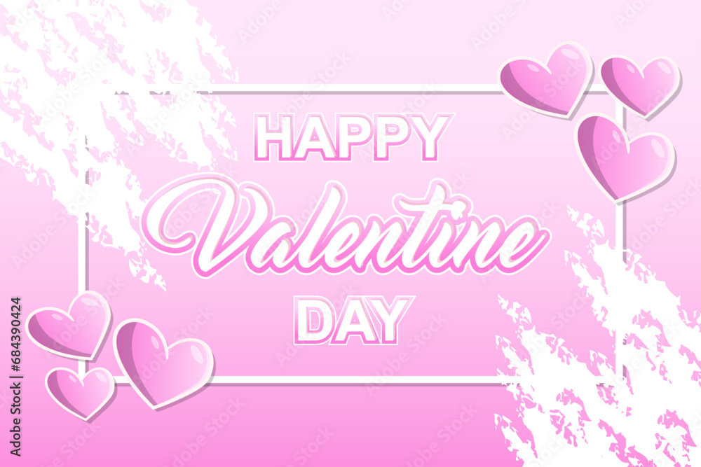 valentine day frame cute pink colorful love february hype editable text effect style template background design
