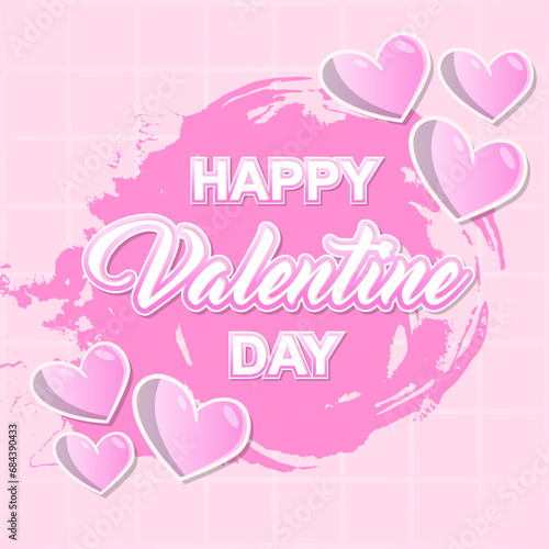 valentine day frame pink cute color love february hype style template editable text effect background design