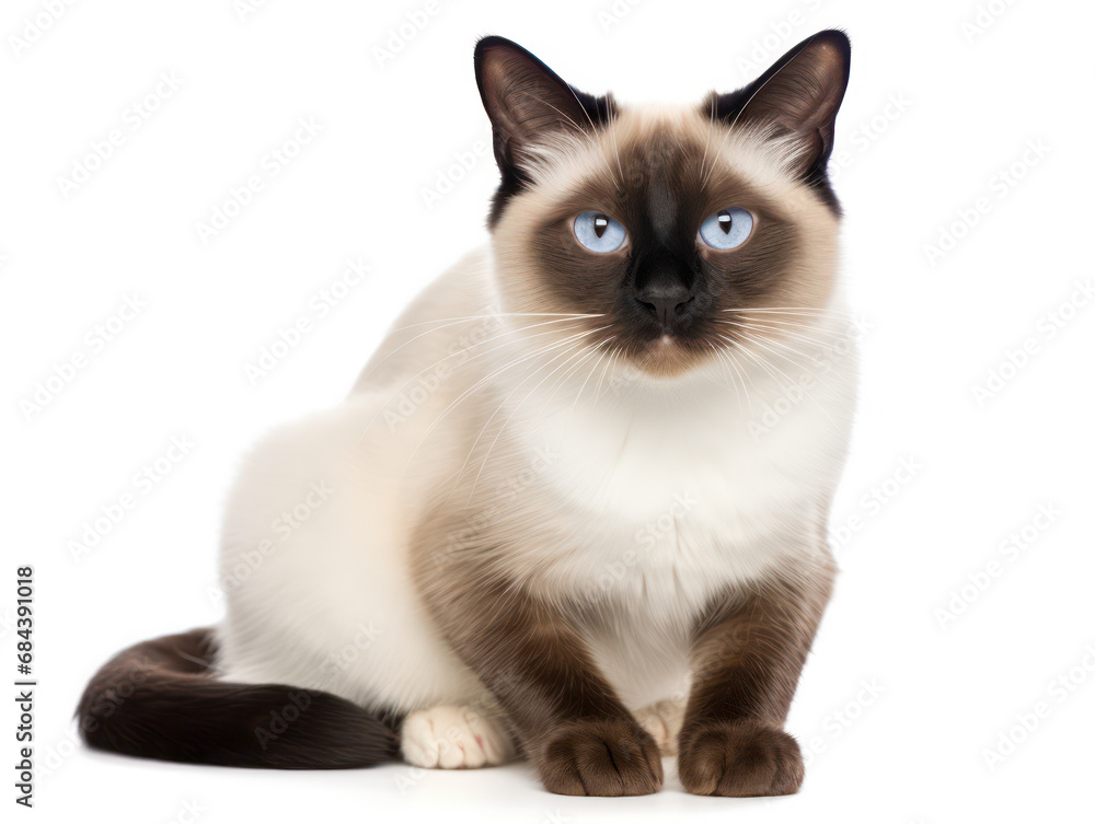 Snowshoe Cat Studio Shot Isolated on Clear Background, Generative AI