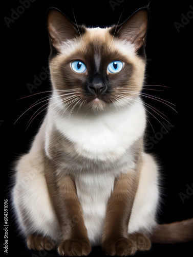 Snowshoe Cat Studio Shot Isolated on Clear Background, Generative AI