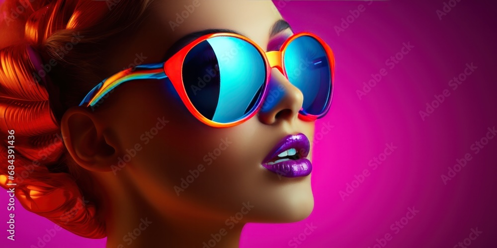 a girl is wearing a colorful outfit and colorful sunglasses, generative AI a girl is wearing a colorful outfit and colorful sunglasses, generative AI