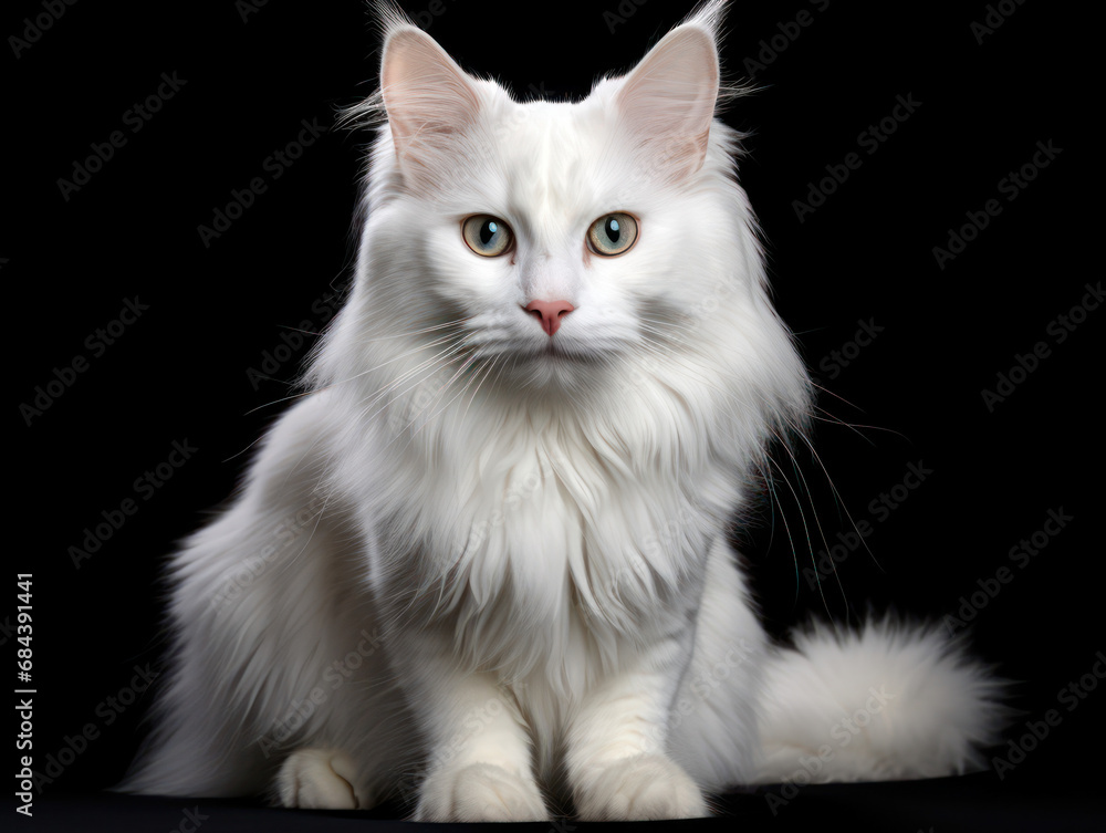 Turkish Angora Cat Studio Shot Isolated on Clear Background, Generative AI Turkish Angora Cat Studio Shot Isolated on Clear Background, Generative AI
