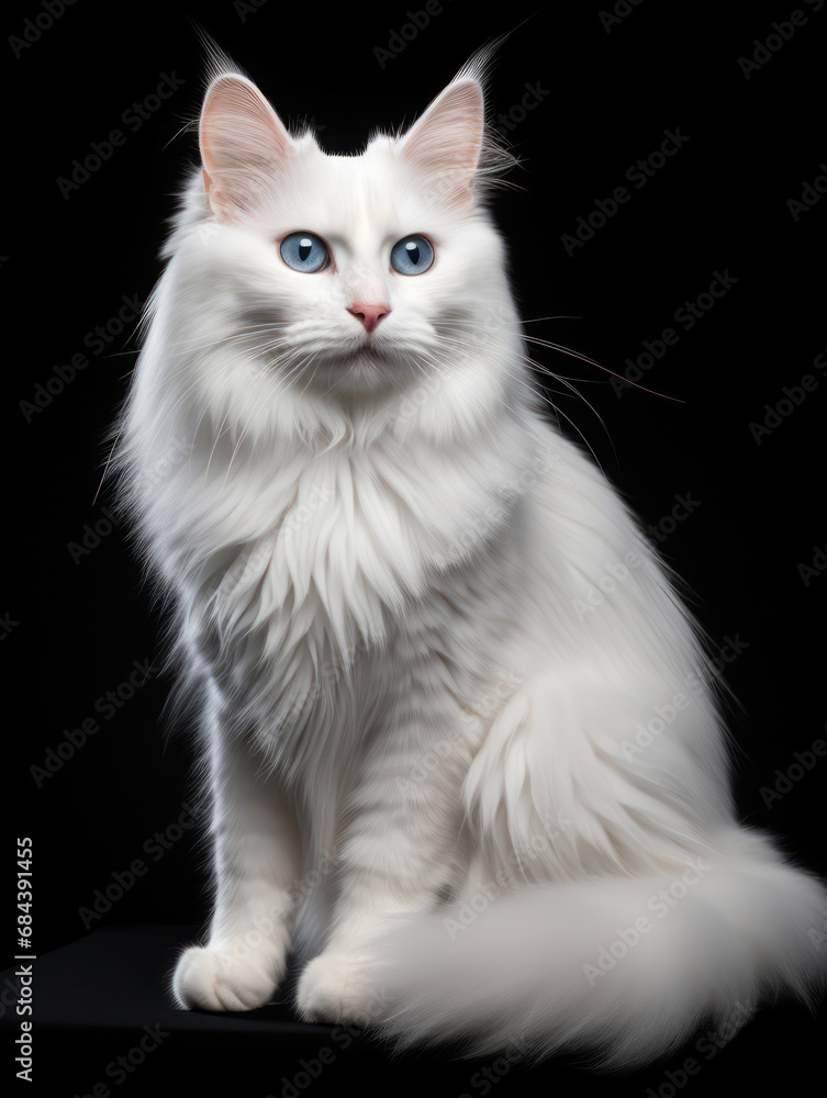 Turkish Angora Cat Studio Shot Isolated on Clear Background, Generative AI Turkish Angora Cat Studio Shot Isolated on Clear Background, Generative AI