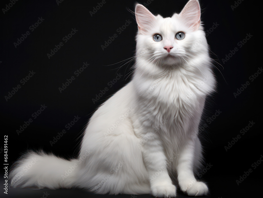 Turkish Angora Cat Studio Shot Isolated on Clear Background, Generative AI Turkish Angora Cat Studio Shot Isolated on Clear Background, Generative AI