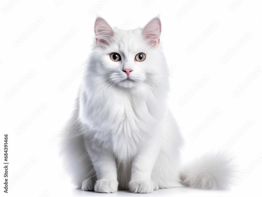 Turkish Angora Cat Studio Shot Isolated on Clear Background, Generative AI Turkish Angora Cat Studio Shot Isolated on Clear Background, Generative AI