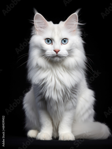 Turkish Angora Cat Studio Shot Isolated on Clear Background, Generative AI © Vig