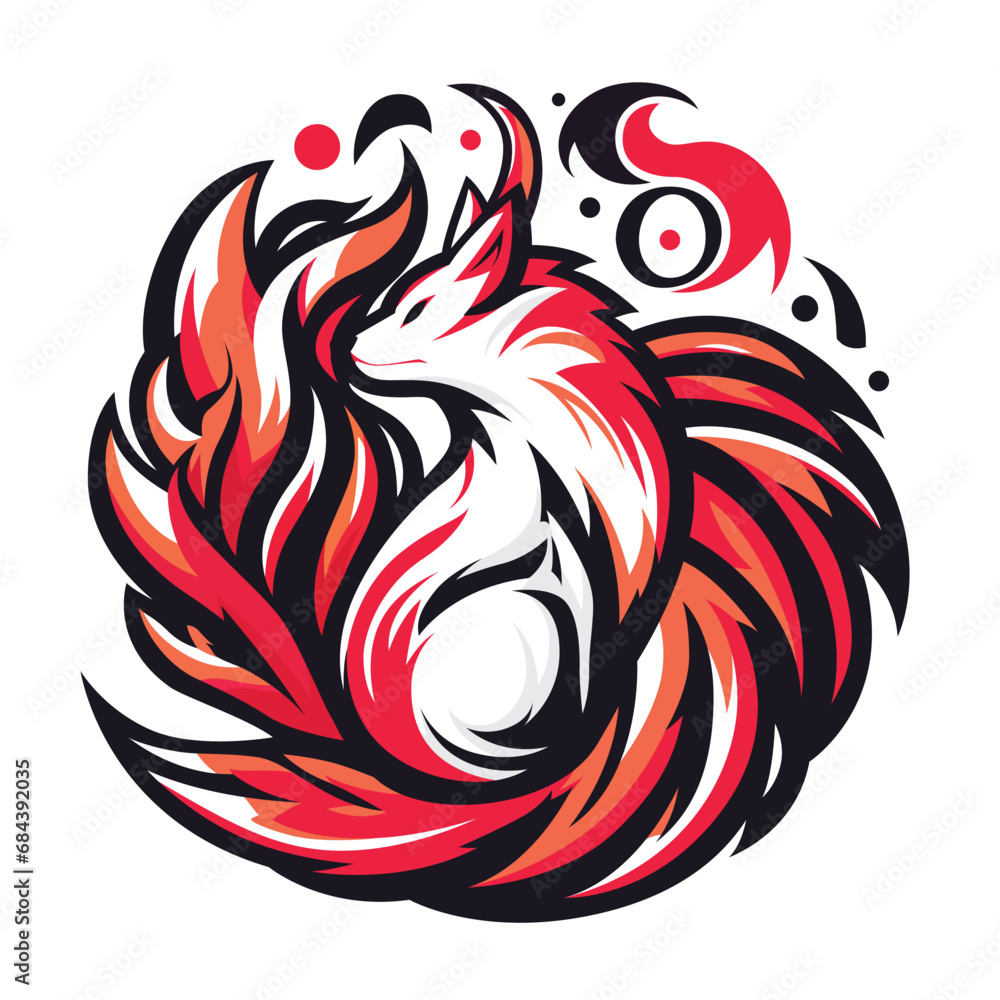 Fototapeta premium Kisune logo japan korea style. vector illustration