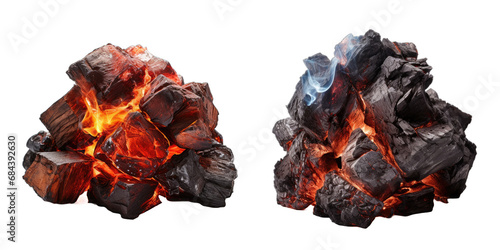 two Burning Embers on transparent background photo