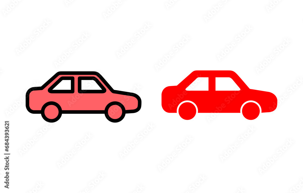 Naklejka premium Car icon set illustration. car sign and symbol. small sedan