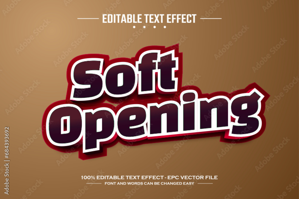 Obraz premium Soft opening 3D editable text effect template