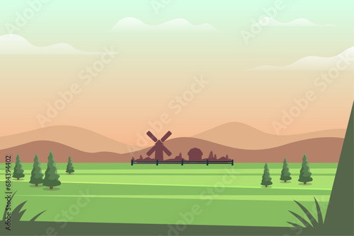 Flat design nature spring landscape background