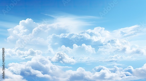 Blue Sky Dreamscape: Nebulous Clouds in Soft Atmosphere, Heavenly Cloudscape. Generative AI photo