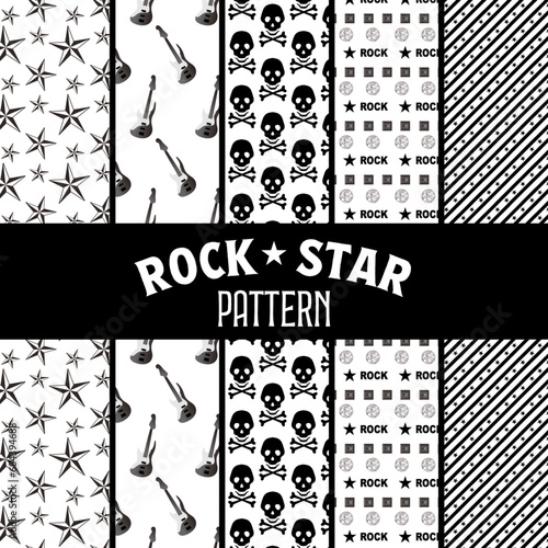 Rock star pattern｜ロックスター シームレス　パターン　モノクロ