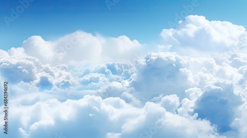 Blue Sky Dreamscape: Nebulous Clouds in Soft Atmosphere, Heavenly Cloudscape. Generative AI
