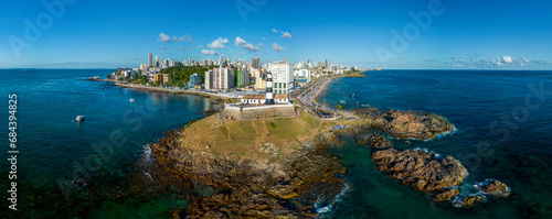 Vista Aérea do Farol da Barra no município de Salvador, Bahia, Brasil
