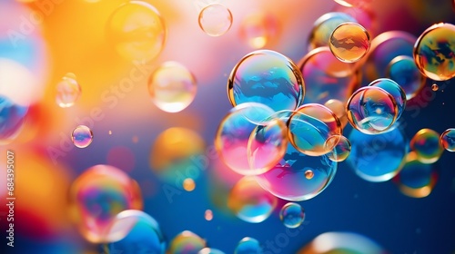 Abstract Soap Bubbles in Vivid Colors. Generative ai photo